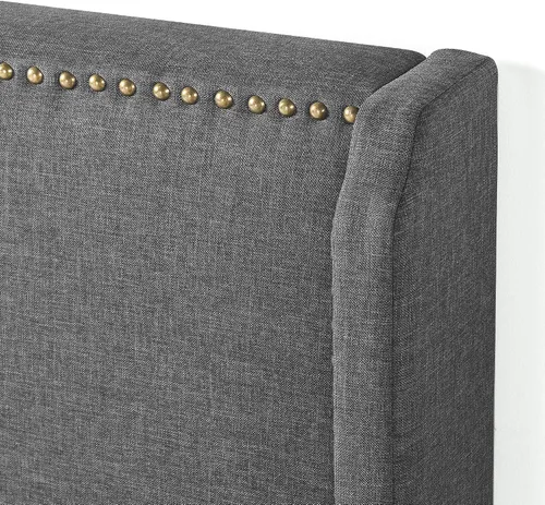 Vista 4 de ZINUS Marco de cama con plataforma tapizada, base de colchón, soporte de listones de madera, no necesita somier, fácil montaje, tamaño matrimonial