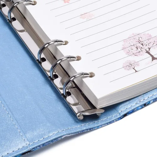 Vista 3 de ARRLSDB Diario de carpeta con cerradura, diario de cuero recargable A6 con contraseña, diario personal con bloqueo, tamaño: 7.3 x 5.3 pulgadas (azul)