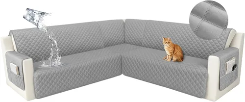 Vista 53 de HDCAXKJ Funda seccional de esquina impermeable para sofá de terciopelo en forma de L, fundas para sofá para mascotas, perros, suaves, resistentes