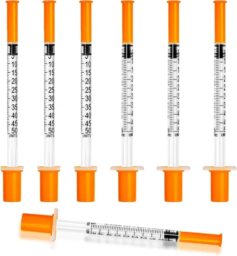 Vista 12 de Jeringa de 0.5 ml con tapa, 29G 1/2" 13mm 1/2cc, jeringas desechables en paquete individual, paquete de 20 Paquete individual desechable