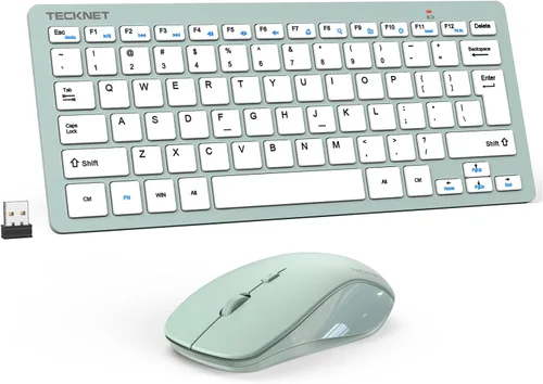 Vista 13 de TECKNET Combo de Teclado y Ratón Inalámbrico, Mini Teclado de Computadora Inalámbrico y Conjunto de Ratón 2.4GHz, 1600 DPI Ajustable Silencioso