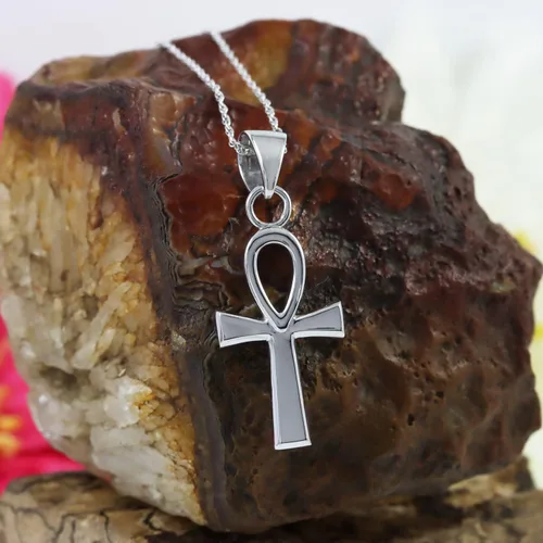 Vista 9 de Wishrocks Collar con colgante de oro de 14 quilates sobre plata de ley Ankh para mujer