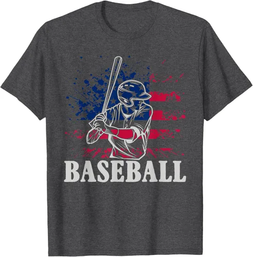 Vista 36 de Camiseta de béisbol deportiva estadounidense con bandera estadounidense, Negro, S