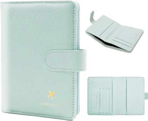 Vista 13 de Cnycmy - Funda para pasaporte para viajes, funda para pasaporte con RFID ABC-Rosa