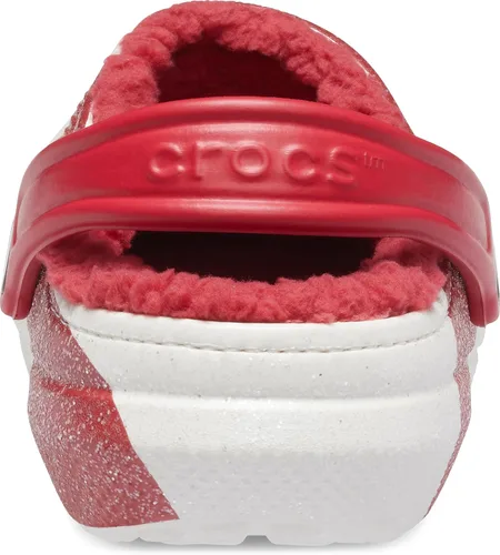 Vista 2 de Crocs Women's Classic Holiday Lined Fuzzy Clogs Blanco/Rojo