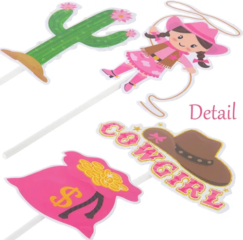 Vista 6 de 36 adornos para cupcakes con temática occidental, decoración de tartas de vaquera rosa, para vaqueras occidentales, fiesta de cumpleaños