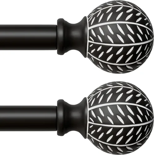 Vista 15 de QDWIS Barras de cortina de bola blancas antiguas para ventanas de 28 a 48 pulgadas, barra de cortina ajustable resistente de 1 pulgada, juego