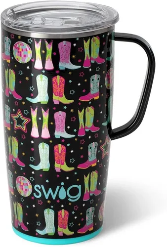 Vista 13 de Swig Life Taza de Viaje de 18 oz, Vaso Aislante con Asa y Tapa, Taza de Café de Viaje, Compatible con Portavasos, Acero Inoxidable, Vaso de 18 oz