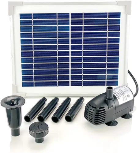 Vista 16 de Kit de bomba de agua solar de 25 W: Bomba de agua de protección DC Dry-Run 370GpH con panel solar de 18V 25W para fuente, estanque de peces