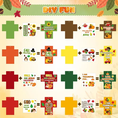 Vista 3 de BeYumi Kit de manualidades de cruz de otoño, 123 piezas de adornos