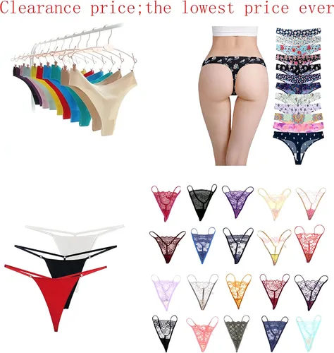 Vista 2 de AMZIRAN Paquete de ropa interior para mujer, tanga con espalda en T, Varios