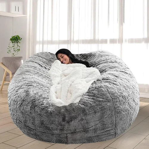 Vista 42 de Puf para adultos y niños sin relleno, sofá perezoso suave y redondo, funda de sofá de puf clásico, saco de amor para dormitorio, silla de lectura