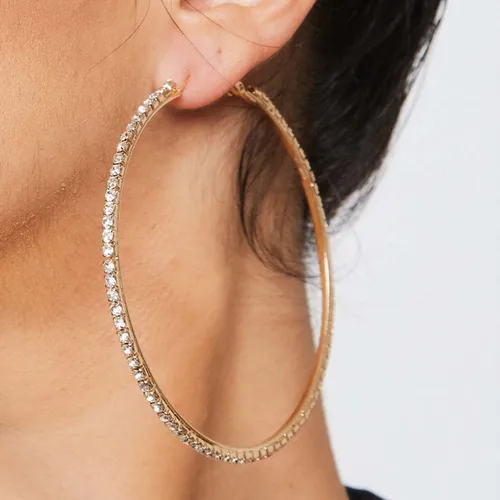 Vista 6 de MOROTOLE Aretes de aro de oro de 14 quilates con diamantes de imitación, finos, grandes, hipoalergénicos, para mujeres y niñas, regalos de joyería