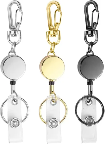 Vista 15 de bolimoss Paquete de 3 llaveros retráctiles, soporte retráctil, carrete de insignia para tarjeteros de identificación, tarjetero de identificación