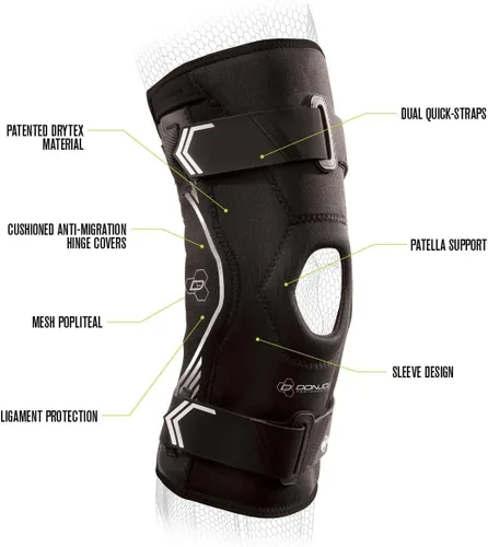 Vista 4 de DonJoy Performance Rodillera con bisagras Bionic Drytex, soporte para rótula, esguinces de rodilla, hiperextensión, menisco y artritis