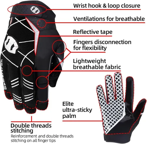 Vista 3 de Seibertron Pro 3.0 Elite Ultra-Stick Football Receiver Gloves, High Performance Non-Slip Sports Gloves for Youth Kids Boys Girls & Adult