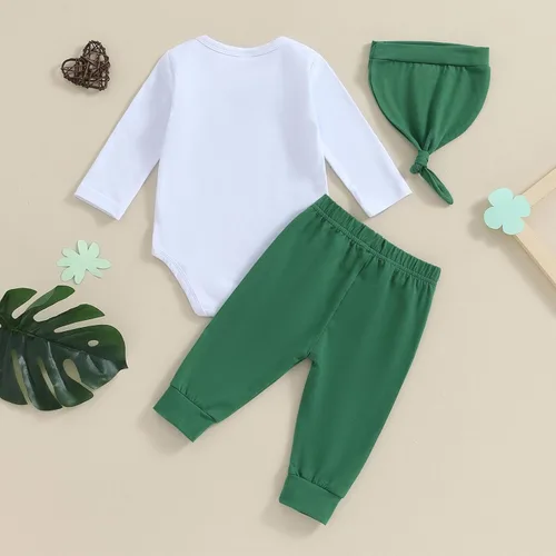 Vista 6 de Bonangber Conjunto de pantalones deportivos para bebé recién nacido, para el día de San Patricio, trébol de la suerte, manga corta, pantalón