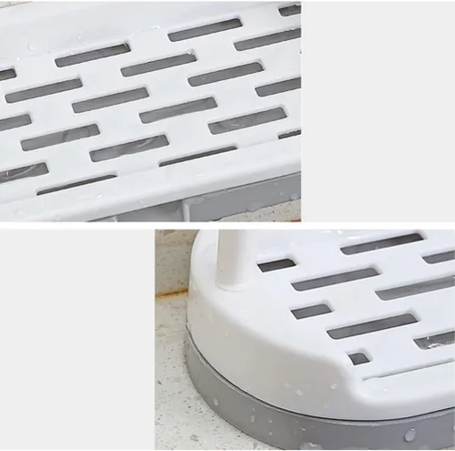Vista 3 de Cabilock Estante de almacenamiento de trapo, toallero de cocina, soporte para toallas de platos, organizador de encimera de plástico, color gris