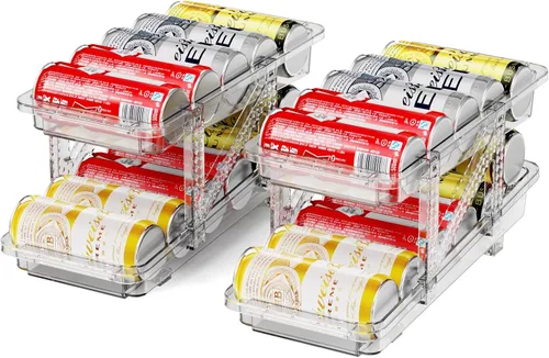 Vista 7 de Dispensador de latas de soda para refrigerador, portadores de latas para nevera, organizador de latas de soda de ancho ajustable para refrigerador