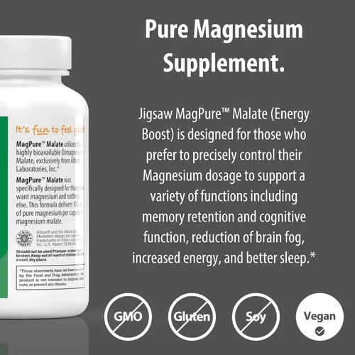 Vista 3 de Jigsaw Health MagPure Malato, Cápsulas de Magnesio Premium, 120 Cápsulas