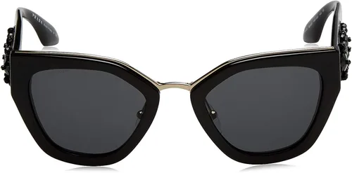 Vista 2 de Prada PR 10TS-1AB5S0 - Gafas de sol cuadradas, color negro con lente gris, 2.047 in, Negro