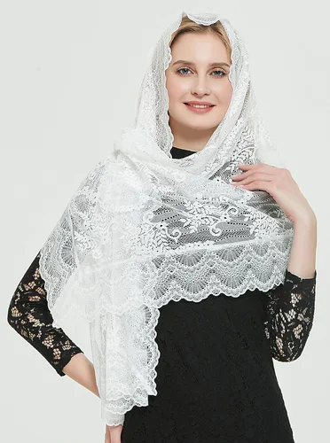 Vista 4 de Pestañas encaje vintage floral encaje bufanda encaje capilla velo Mantilla infinito masa latina S04