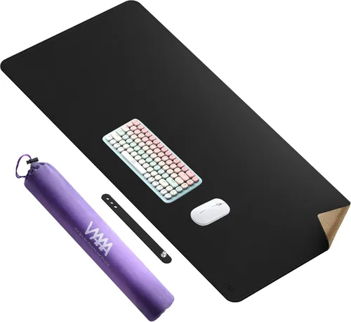 Vista 12 de Vyaaa 63" x 24" PU Leather Desk Mat, Black Large Mouse Pad Extra Large Office Desk Mat, Non-Slip Desk Blotter, Laptop Desk Pad, Waterproof Desk