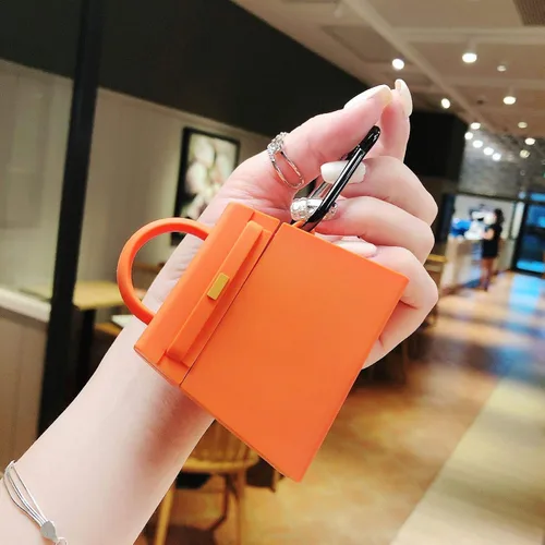 Vista 2 de Funda para AirPods 1/2, Funda de Mini Bolso de Mano Creativo de Moda para Niñas, Elegante Funda de Protección de Carga para Auriculares Inalámbricos