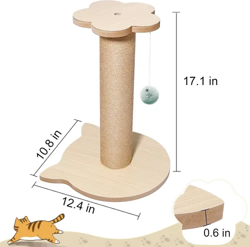 Vista 4 de Árbol para gatos de 18 pulgadas de alto para gatitos, poste rascador de yute con bola colgante para gatitos y gatos adultos, torre pequeña