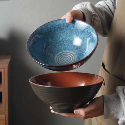 Vista 5 de Juego de cuencos de cerámica japonesa de ramen con palillos, cuencos Pho de 8 pulgadas y 40 onzas y tazón de sopa asiático y cucharas para fideos