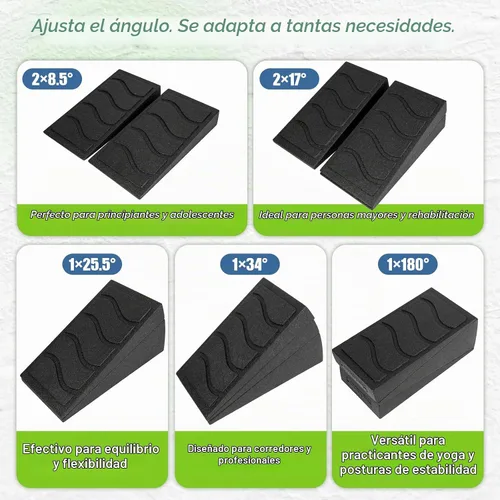 Vista 4 de ODCPN Squat Wedge Block, 5 Adjustable Angles Slant Board for Calf Stretching with Stretching Strap & Poster, 520 LBS Heel Elevated Squat Wedge