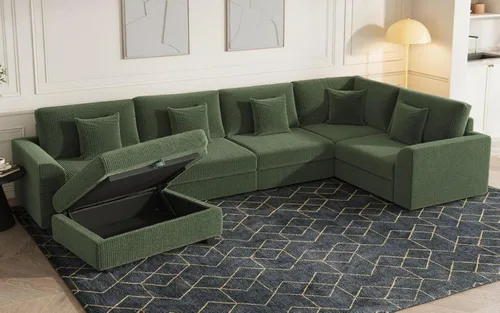 Vista 14 de Sofá seccional modular de 146", en forma de U de gran tamaño, sofá cama convertible, asiento profundo cómodo sofá nube con otomana y 5 almohadas