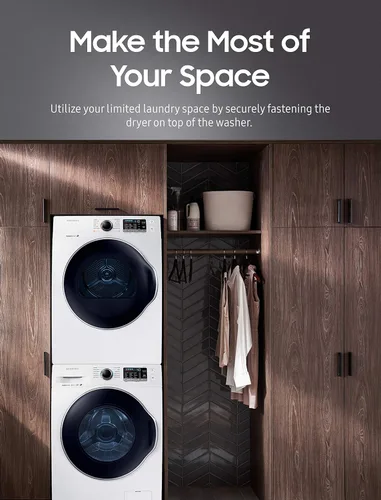 Vista 2 de SAMSUNG SK-DH - Kit de apilamiento para lavadora y secadora de carga frontal de 24 pulgadas de ancho, solución de ahorro de espacio pequeño