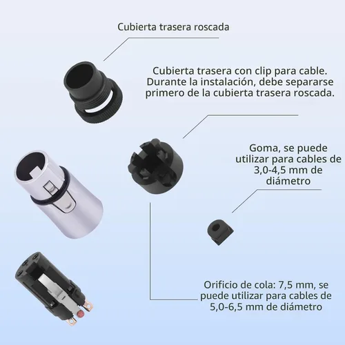 Vista 3 de Conectores XLR de 3 pines, enchufes XLR de 3 pines macho/hembra para micrófono de audio, conector de enchufe de cable de micrófono de audio, 1 macho