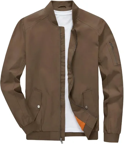 Vista 13 de TBMPOY Men's Bomber Jacket Lightweight Spring Windbreaker Light Casual Stylish Fashion Fall Zip up Coats With Pockets