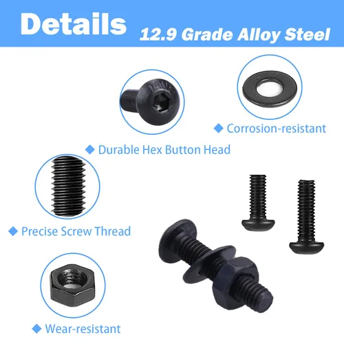 Vista 4 de Surtido de 702 tornillos métricos M3, tapa de botón hexagonal M3, tornillos de máquina M3, tornillos y tuercas surtido con llave Allen
