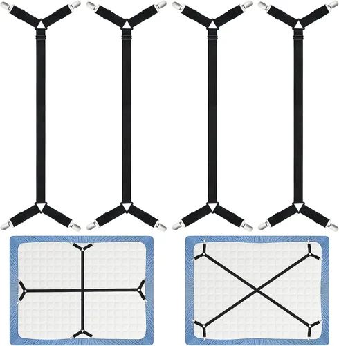 Vista 11 de Morcheiong Correas de sujeción para sábanas ajustables con clips para sábanas para ropa de cama, amarres, juego de 2