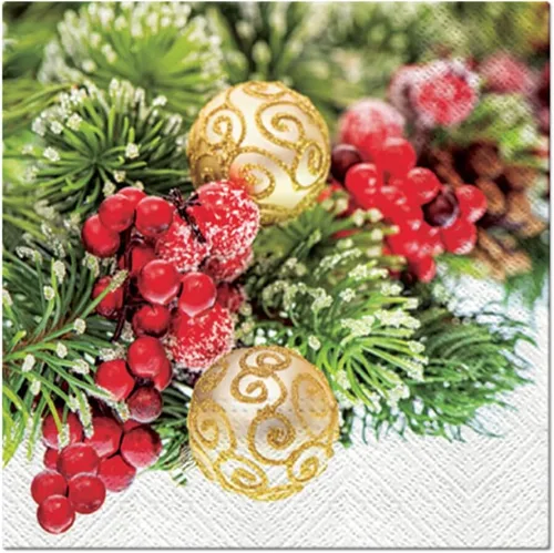Vista 3 de AM Décor - 20 servilletas perfumadas de papel de almuerzo de 3 capas para cena de Navidad, decoración de decoupage - 13 x 13 pulgadas (desplegado)