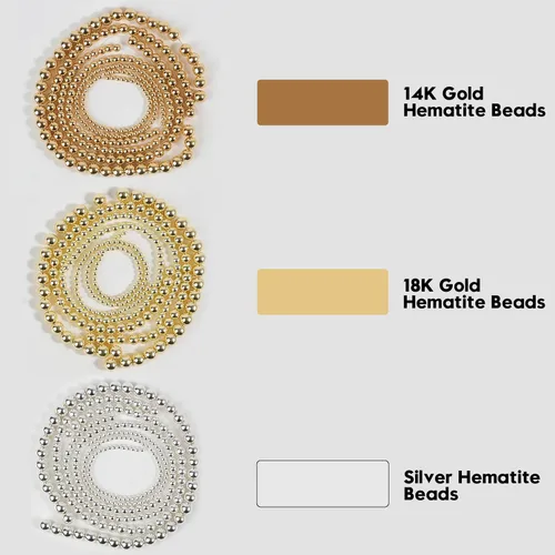 Vista 7 de Cuentas de hematita de oro de 14K, cuentas sueltas redondas para hacer joyas, pulseras y collares de bricolaje, cuentas de 6 mm/60 piezas