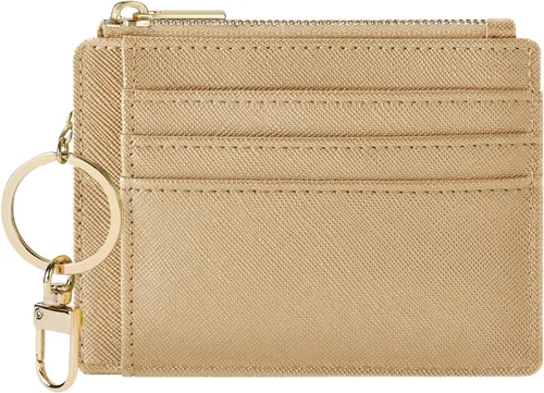 Vista 23 de Sodsay Estuche para tarjetas, cartera delgada con bolsillo frontal, para mujer, sujetatarjetas con llavero Slim, Front Pocket, Credit Card Holder
