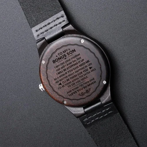 Vista 7 de Regalo de bonificación para hijo, reloj grabado para regalo de hijastro, reloj para mi hijo de Bonus Mom, regalo para hijastro, reloj personalizado