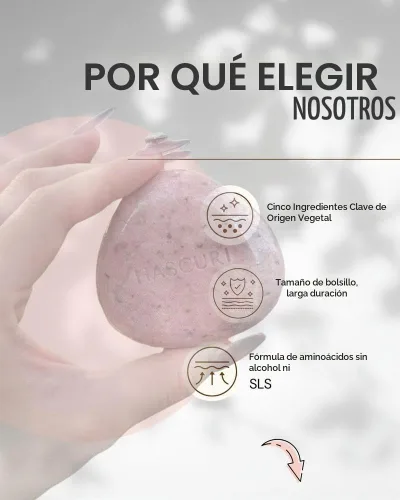 Vista 5 de Barra de champú Rose – Fortalece, nutre y da volumen al cabello – Fórmula a base de plantas con aceite de coco, aceite de aguacate y extractos