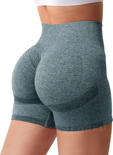 Vista 5 de YEOREO - Shorts de ciclismo para mujer, sin costuras, con cintura alta, para entrenamiento, yoga y gimnasio, estilizan tu figura