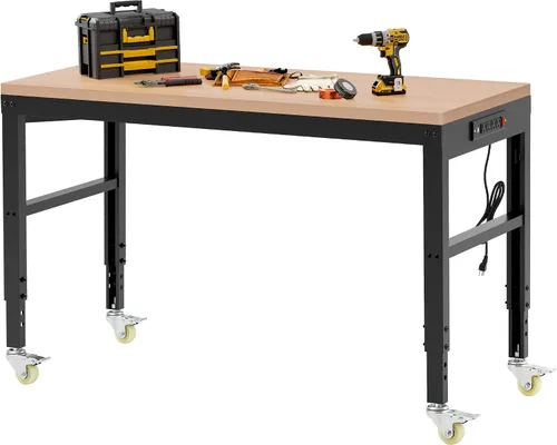 Vista 9 de Antifir Banco de trabajo ajustable de 48 pulgadas, banco de trabajo de madera resistente, capacidad de carga de 2000 libras, mesa de trabajo