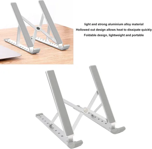 Vista 2 de Luqeeg Soporte para laptop para escritorio, soporte ergonómico ajustable de aluminio portátil para laptop, soporte plegable para computadora
