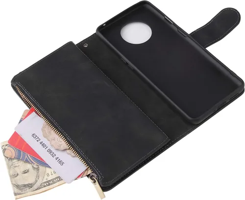 Vista 3 de Asuwish Funda compatible con OnePlus 7T, protector de pantalla de vidrio templado y tarjetero de cuero, funda para teléfono celular para OnePlus7t