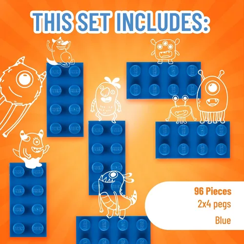 Vista 3 de Strictly Briks - Classic Briks - Kit de iniciación de construcción 100 % compatible con todas las principales marcas de bloques Azul 2x4 - 96 Piezas
