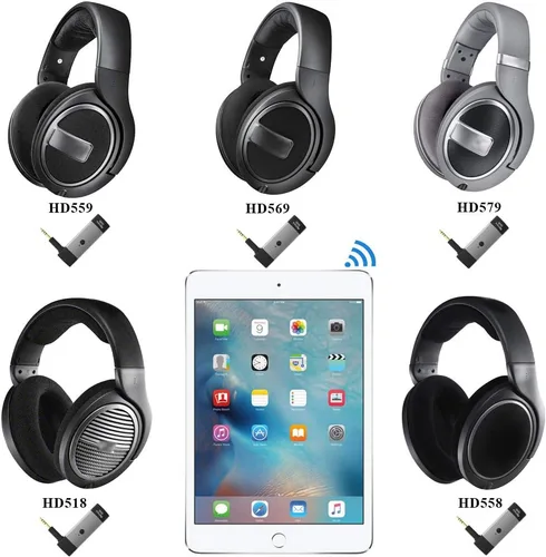 Vista 6 de Adaptador Bluetooth y receptor de audio inalámbrico con micrófono y conector de 0.098 in para auriculares Sennheiser HD598 / HD598Cs / HD598SE