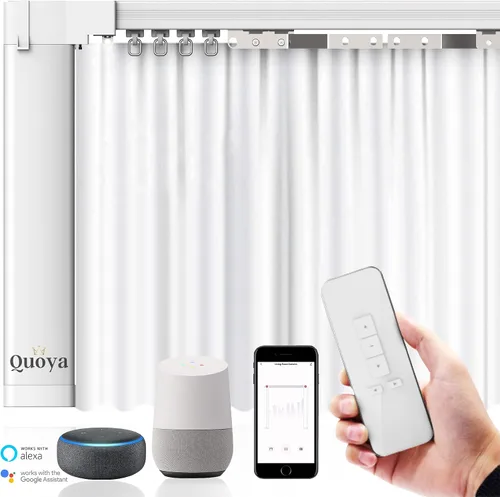 Vista 10 de Quoya QL600 - Riel inteligente para cortina eléctrica, motor motorizado, longitud de riel ajustable, compatible con Alexa, Google, Siri, Apple Watch