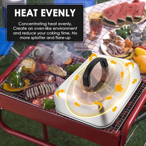 Vista 5 de Joyfair - Cubierta para hilvanar quesos de 9 pulgadas (rectangular), tapa de acero inoxidable para fundir, parrilla superior plana, accesorios